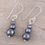 Hematite dangle earrings, 'Mysteries of the Night' - Far Trade Hematite Earrings with Sterling Silver Hooks (image 2b) thumbail