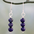 Lapis lazuli dangle earrings, 'Blue Mysteries' - Handcrafted Indian Lapis Lazuli Earrings with Silver Hooks (image 2) thumbail