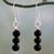 Onyx dangle earrings, 'Midnight Radiance' - Hand Crafted Onyx and Sterling Silver Dangle Earrings (image 2) thumbail