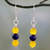 Lapis lazuli and quartz dangle earrings, 'Sunshine Allure' - Handmade Lapis Lazuli and Quartz Silver Dangle Earrings (image 2) thumbail