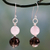 Smoky quartz and rose quartz dangle earrings, 'Earthy Love' - Rose Quartz and Smoky Quartz Dangle Earrings from India (image 2) thumbail