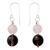 Smoky quartz and rose quartz dangle earrings, 'Earthy Love' - Rose Quartz and Smoky Quartz Dangle Earrings from India thumbail