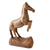 Holzskulptur – Kunsthandwerklich gefertigte Walnussholzskulptur sich aufbäumenden Pferdes