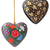 Papier mache ornaments, 'Season of Love' (set of 4) - 4 Floral Hearts Artisan Crafted Papier Mache Ornaments Set (image 2a) thumbail