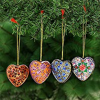 Featured review for Papier mache ornaments, Bouquet of Hearts (set of 4)