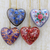 Papier mache ornaments, 'Bouquet of Hearts' (set of 4) - 4 Artisan Crafted Papier Mache Ornaments Flower Hearts Set (image 2b) thumbail