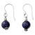 Lapis lazuli dangle earrings, 'Royal Discretion' - Petite Lapis Lazuli Dangle Earrings with Sterling Silver