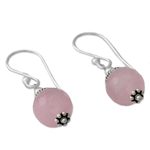 Chalcedony dangle earrings, 'Royal Discretion' - Pink Chalcedony Dangle Earrings with Sterling Silver