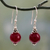 Agate dangle earrings, 'Glorious Red' - Red Agate Artisan Crafted Sterling Silver Earrings thumbail