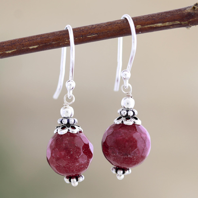 Red Agate Artisan Crafted Sterling Silver Earrings - Glorious Red | NOVICA