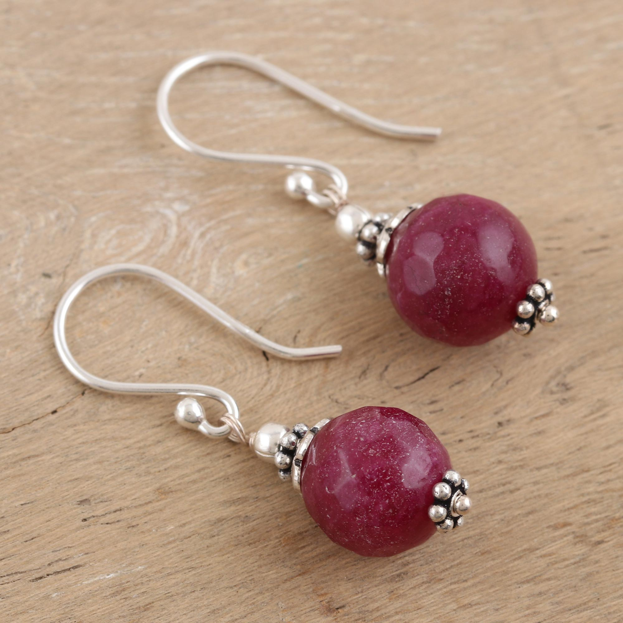 Red Agate Artisan Crafted Sterling Silver Earrings - Glorious Red | NOVICA