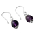 Amethyst dangle earrings, 'Royal Discretion' - Sterling Silver Dangle Earrings with Petite Amethyst Globes