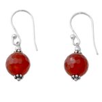 Carnelian dangle earrings, 'Glorious Sunset' - Faceted Carnelian Dangle Earrings with Sterling Silver