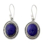 Lapis lazuli dangle earrings, 'True Clarity' - Lapis Lazuli on Artisan Crafted 925 Silver Hook Earrings