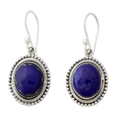 Artisan Silver and Lapis Lazuli Hook Earrings