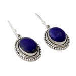 Lapis lazuli dangle earrings, 'True Clarity' - Lapis Lazuli on Artisan Crafted 925 Silver Hook Earrings