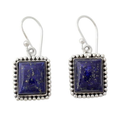 Lapis lazuli dangle earrings, 'Good Will Spirit' - Sterling Silver Dangle Earrings from India with Lapis Lazuli