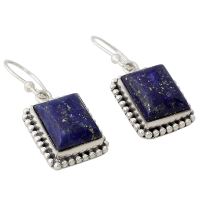Lapis lazuli dangle earrings, 'Good Will Spirit' - Sterling Silver Dangle Earrings from India with Lapis Lazuli