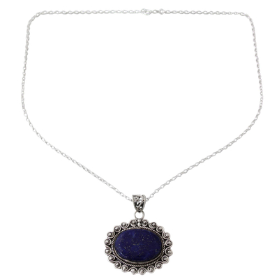 India Lapis Lazuli Necklace Artisan Crafted with 925 Silver