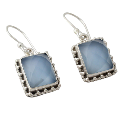 Ohrhänger aus Sterlingsilber - Sterling Silber Ohrringe aus Indien mit blauem Chalcedon