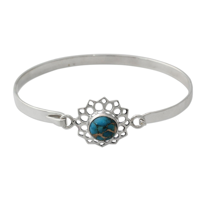 Handcrafted Silver Bangle Bracelet with Composite Turquoise
