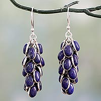 Lapis lazuli cluster earrings, 'Blue Intuition' - Lapis Lazuli Clusters in Handmade Sterling Silver Earrings