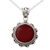 Carnelian pendant necklace, 'Burst of Passion' - Indian Handcrafted Sterling Silver and Carnelian Necklace