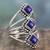 Lapis lazuli cocktail ring, 'Deep Blue Diamonds' - Artisan Crafted Lapis Lazuli and Silver Ring from India
