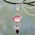 Garnet and chalcedony pendant necklace, 'Romantic Journey' - Indian Silver Necklace with Pink Chalcedony and Garnet