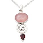 Curated gift set, 'Love Tale' - Curated Gift Set with Silver and Garnet Earrings & Necklace