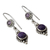 Amethyst dangle earrings, 'Violet Reverie' - Amethyst and Composite Turquoise Sterling Silver Earrings