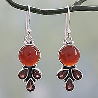 Featured review for Carnelian and garnet dangle earrings, Ardent Color