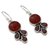 Carnelian and garnet dangle earrings, 'Ardent Color' - Colorful Fair Trade Gemstone Earrings from India