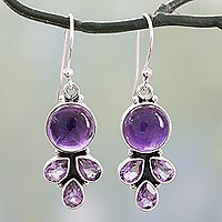 Amethyst dangle earrings, 'Lilac Color' - Amethyst Handcrafted Silver Earrings from India
