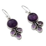 Amethyst dangle earrings, 'Lilac Color' - Amethyst Handcrafted Silver Earrings from India