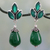 Onyx and chalcedony dangle earrings, 'Glowing Green' - Glossy Green Earrings with Onyx and Chalcedony from India