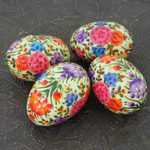 Papier mache decorative eggs, 'Floral Blast' (set of 4) - Hand Crafted Colorful Papier Mache Eggs (Set of 4)