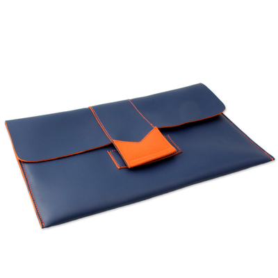 navy leather clutch bag
