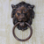 Brass door knocker, 'Lion Arrival' - Copper Plated Brass Lion Door Knocker with Antique Look thumbail