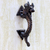 Brass door handle, 'Dragon Passage' - Antiqued Indian Dragon Door Handle in Copper Plated Brass thumbail
