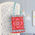 Cotton shoulder bag, 'Floral Emblem' - Artisan Crafted Embroidered 100% Cotton Floral Shoulder Bag