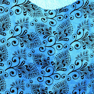 Bolso bandolera de algodón - Bolso de hombro artesanal de algodón azul con estampado floral