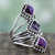 Amethyst cocktail ring, 'Purple Allure' - Amethyst and Reconstituted Turquoise Handmade Cocktail Ring thumbail