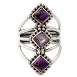 Amethyst cocktail ring, 'Purple Allure' - Amethyst and Reconstituted Turquoise Handmade Cocktail Ring