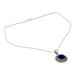 Lapis lazuli pendant necklace, 'Royal Sunset' - Artisan Crafted Lapis Lazuli and Sterling Silver Necklace