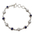 Cultured pearl and lapis lazuli link bracelet, 'Petite Flowers' - Cultured Pearl Floral Bracelet in Silver with Lapis Lazuli