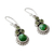 Peridot dangle earrings, 'Petite Flowers' - Sterling Silver Peridot Earrings with Composite Turquoise