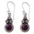 Amethyst dangle earrings, 'Petite Flowers' - Amethyst Sterling Silver Earrings with Composite Turquoise