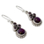 Amethyst dangle earrings, 'Petite Flowers' - Amethyst Sterling Silver Earrings with Composite Turquoise