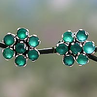 Featured review for Onyx button earrings, Green Blossom